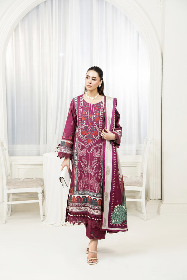 Amal Whisper Embroidered Khaddar 3 Piece Suit ALL140