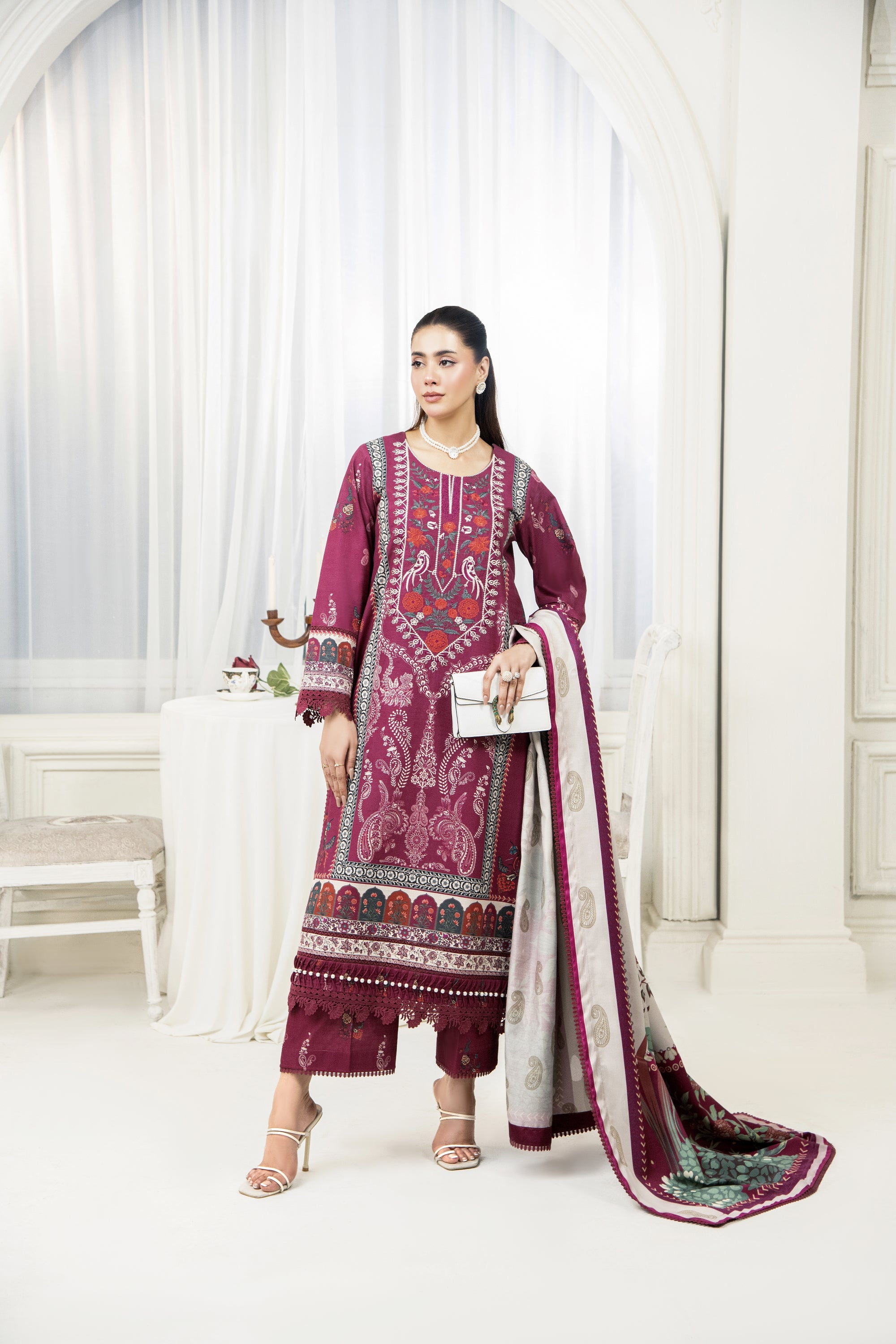 Amal Whisper Embroidered Khaddar 3 Piece Suit ALL140