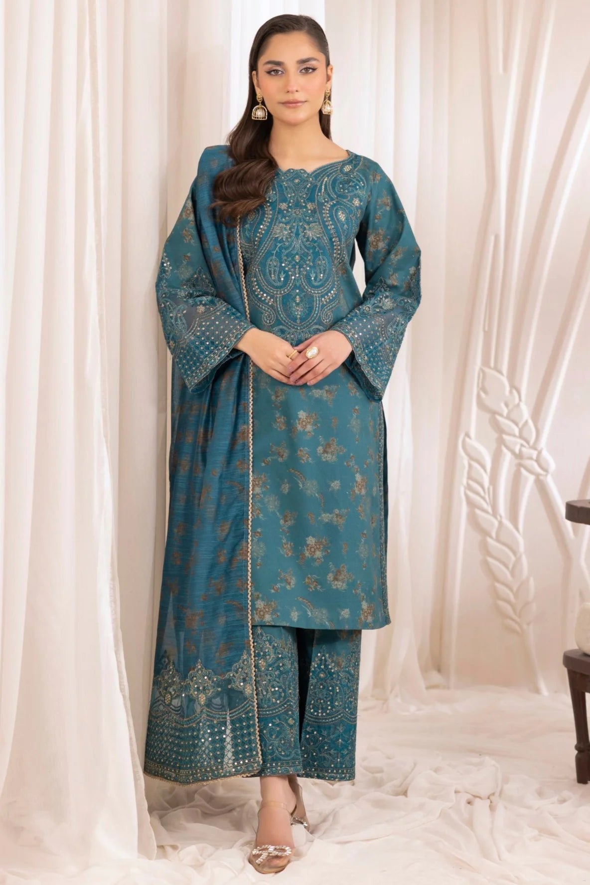 Mohagni Embroidered Cotton 3 Piece Suit MOH16