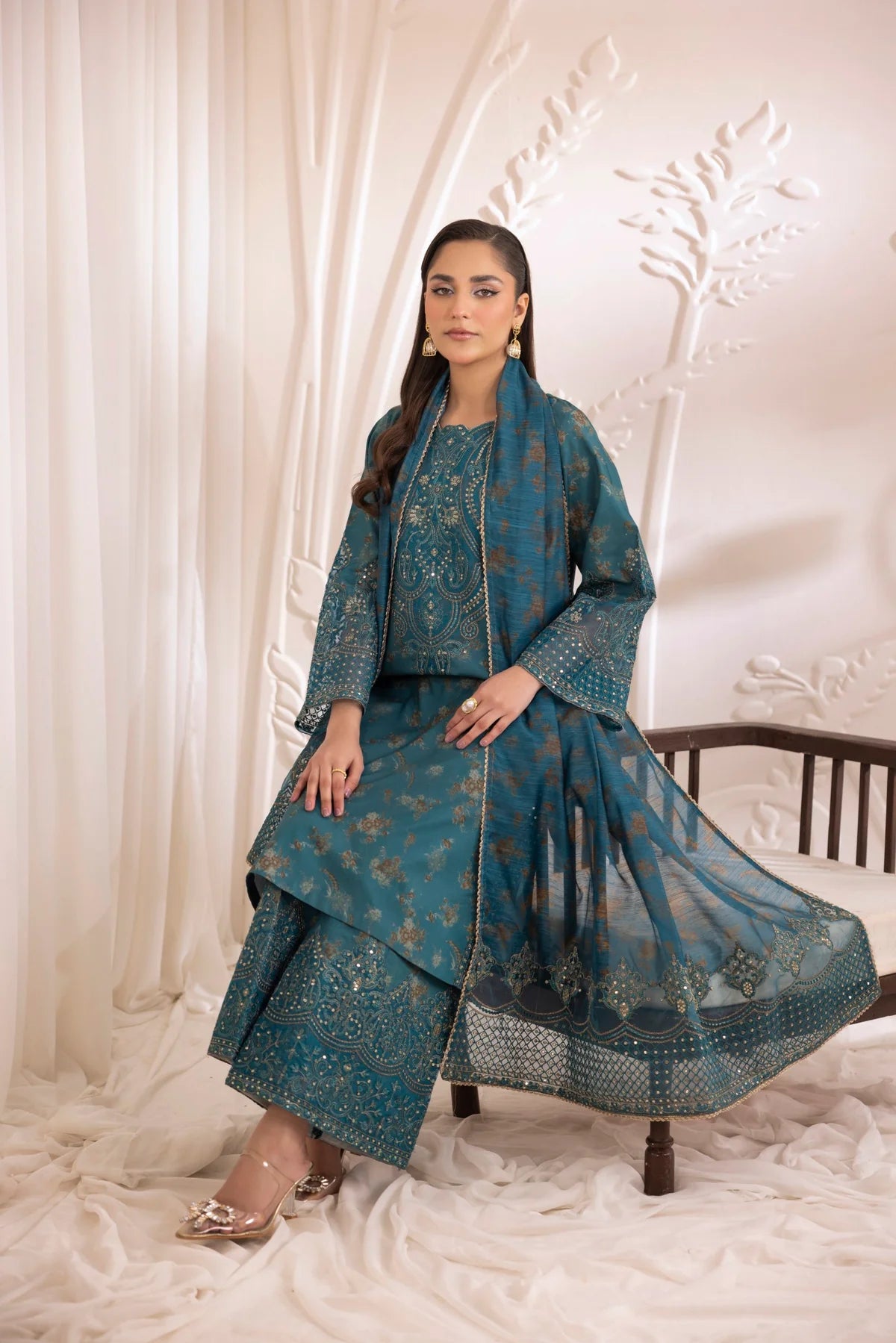 Mohagni Embroidered Cotton 3 Piece Suit MOH16