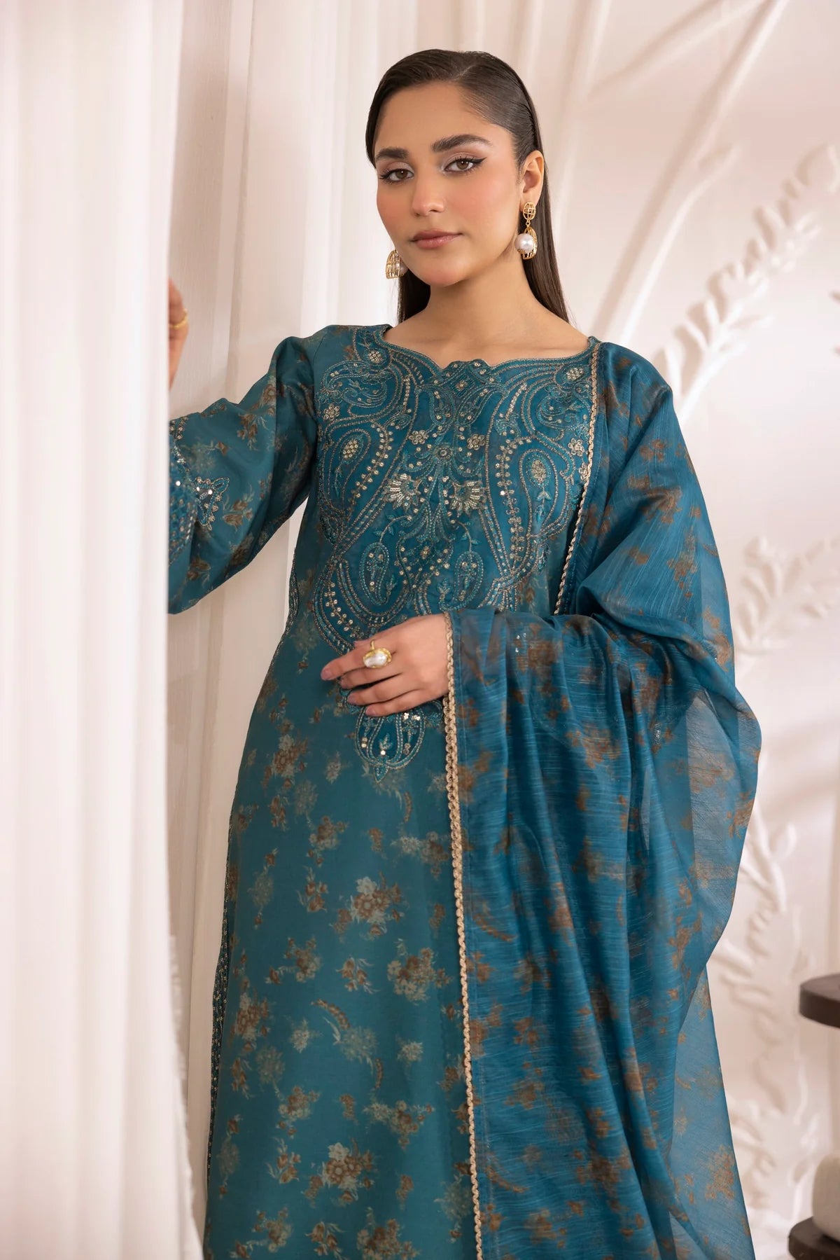 Mohagni Embroidered Cotton 3 Piece Suit MOH16