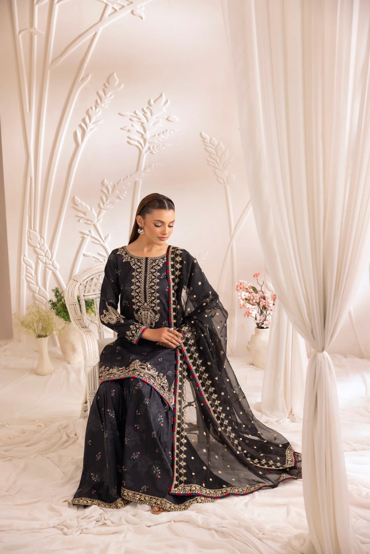 Mohagni Embroidered Cotton 3 Piece Gharara Suit MOH15