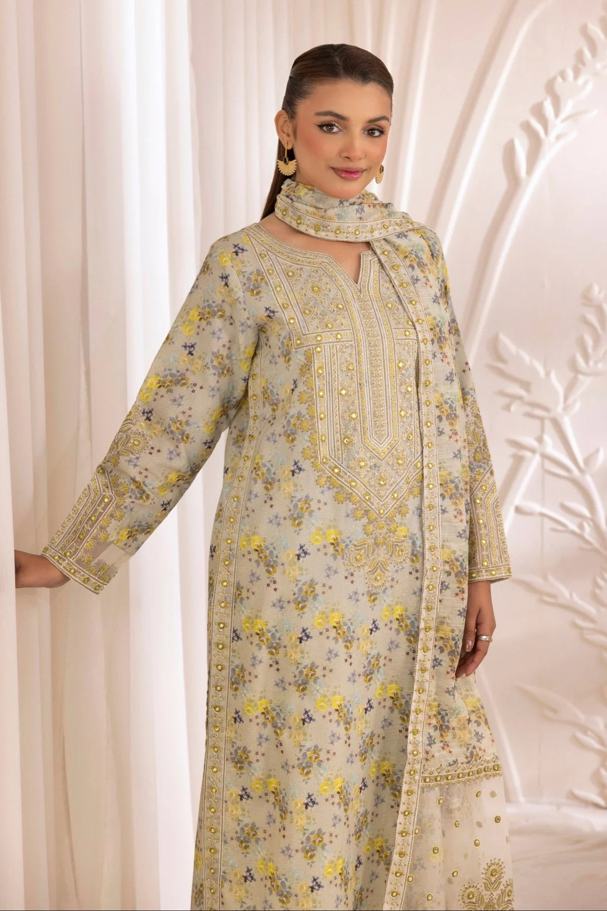 Mohagni Embroidered Cotton 3 Piece Suit MOH11