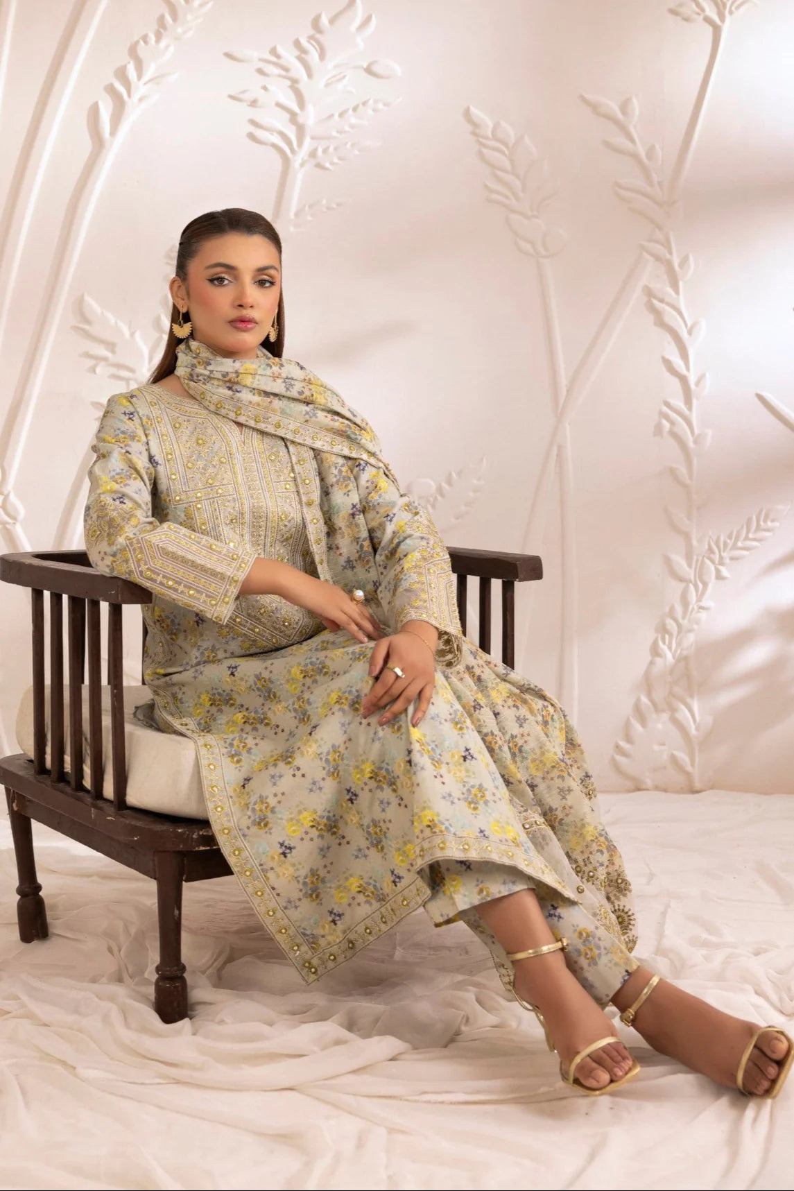 Mohagni Embroidered Cotton 3 Piece Suit MOH11