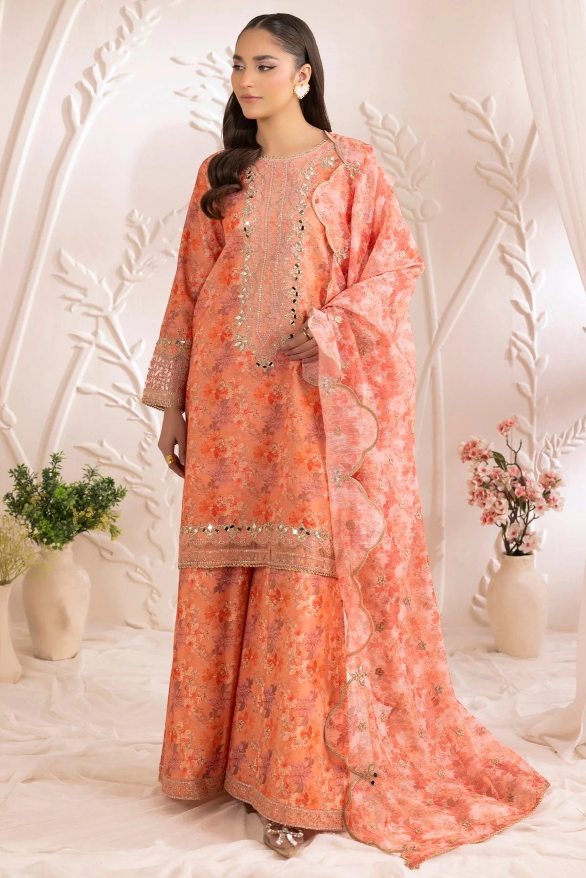 Mohagni Embroidered Cotton 3 Piece Sharara Suit MOH12