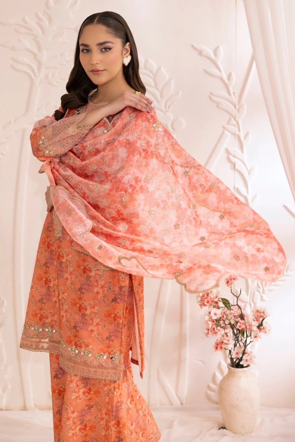 Mohagni Embroidered Cotton 3 Piece Sharara Suit MOH12