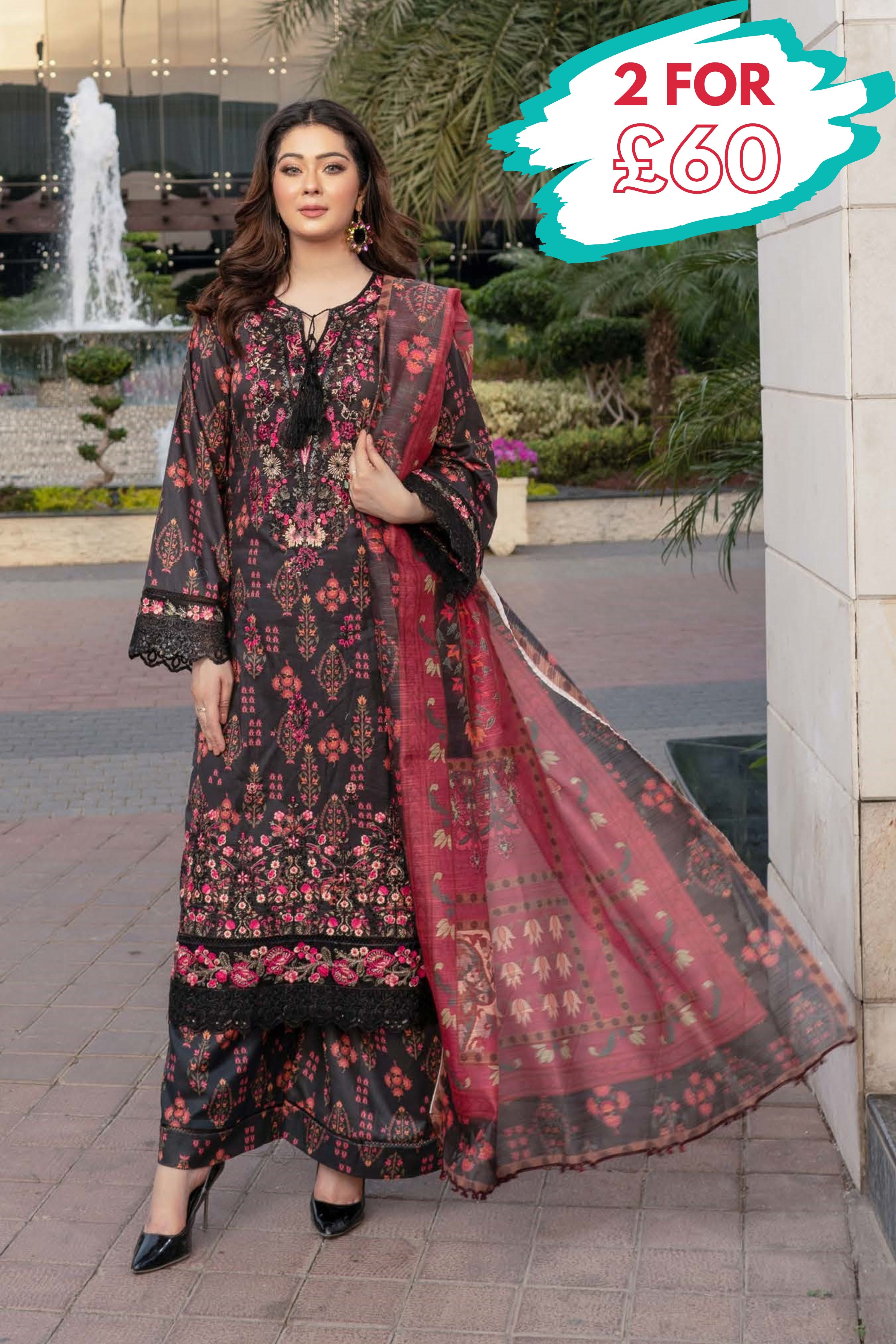 Munira Embroidered Lawn 3 Piece Suit MUN628