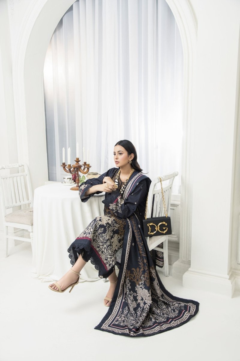 Amal Grace Embroidered Khaddar 3 Piece Suit ALL133 - Designer dhaage