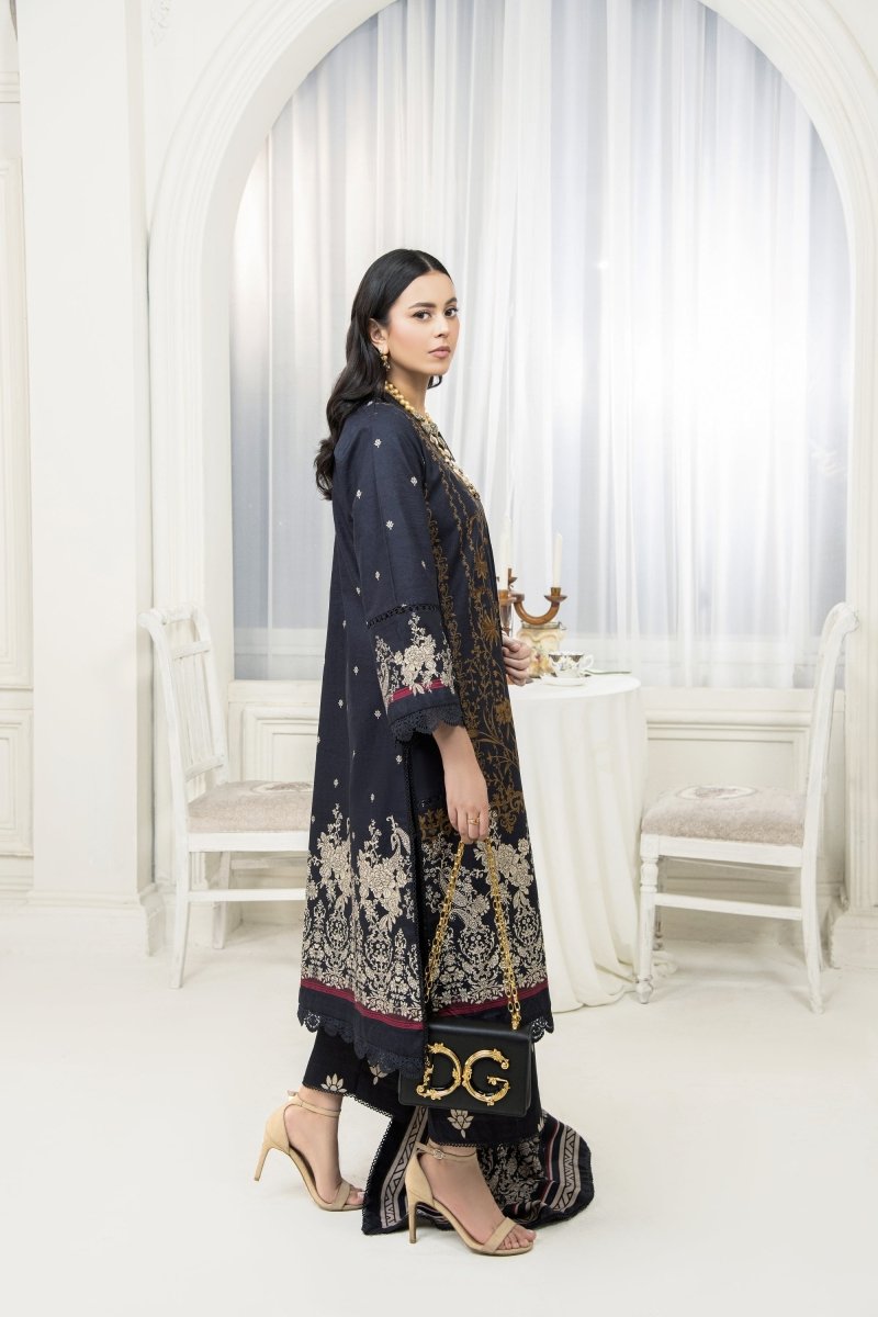 Amal Grace Embroidered Khaddar 3 Piece Suit ALL133 - Designer dhaage