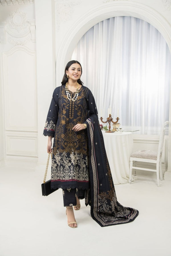 Amal Grace Embroidered Khaddar 3 Piece Suit ALL133 - Designer dhaage