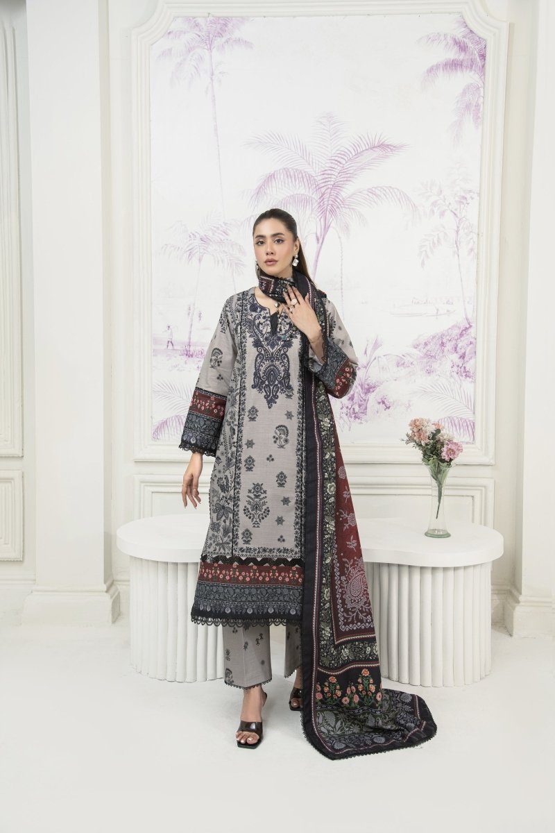 Amal Mirage Embroidered Khaddar 3 Piece Suit ALL135 - Designer dhaage