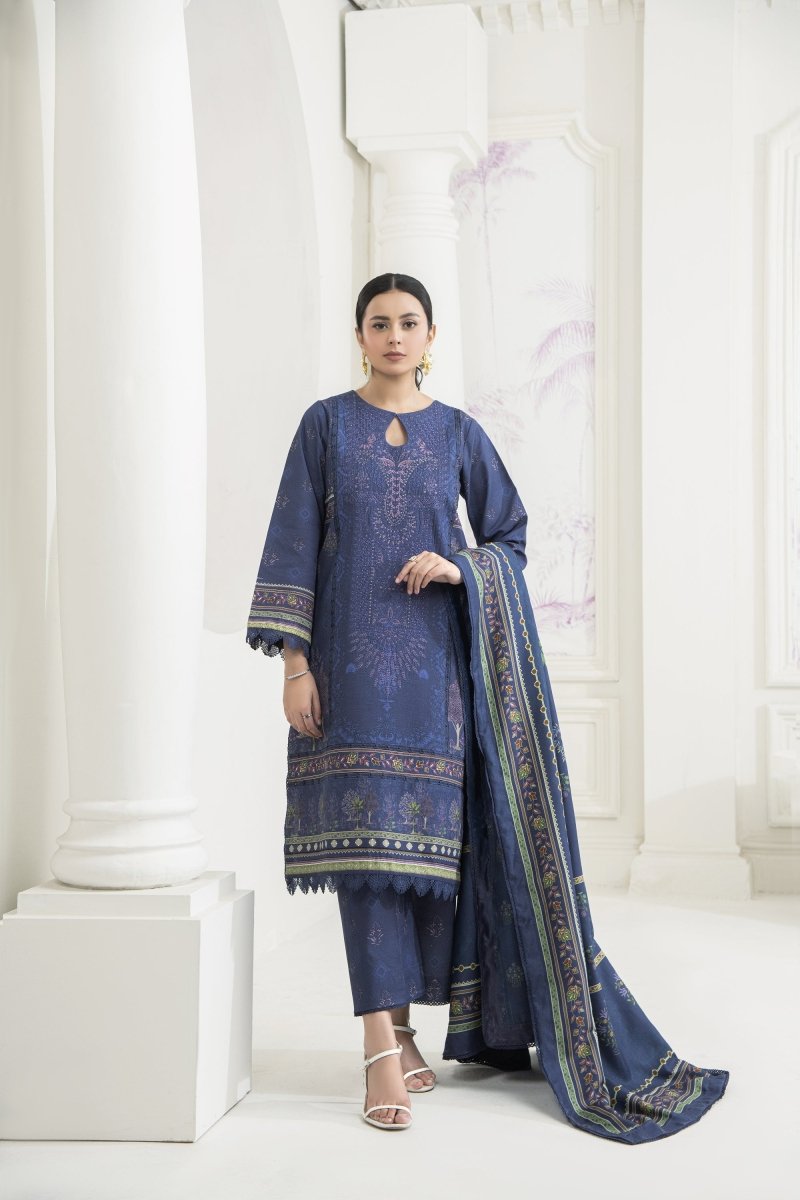 Amal Sapphire Embroidered Khaddar 3 Piece Suit ALL138 - Designer dhaage