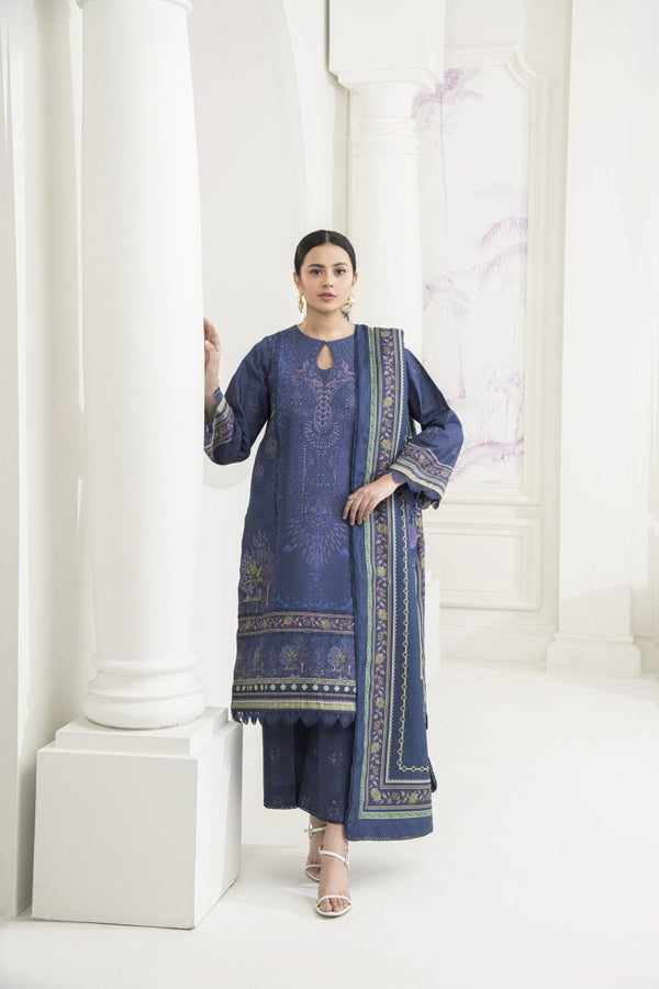 Amal Sapphire Embroidered Khaddar 3 Piece Suit ALL138 - Designer dhaage