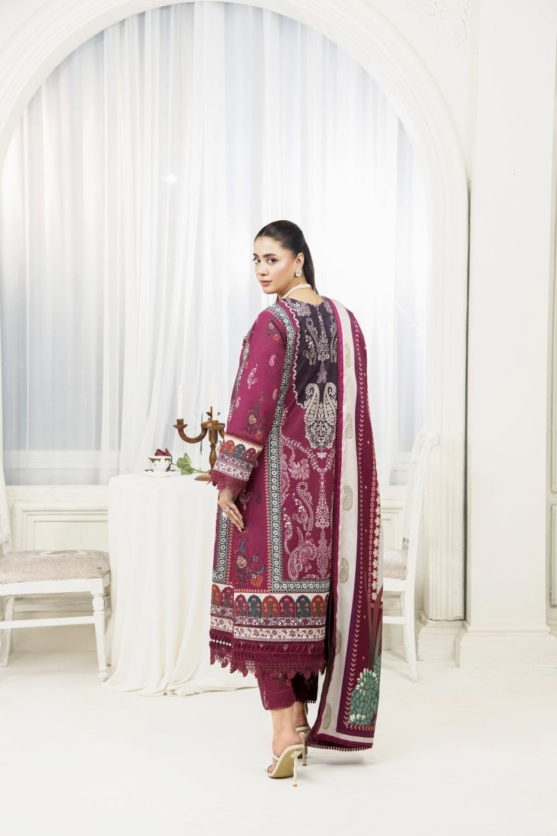 Amal Whisper Embroidered Khaddar 3 Piece Suit ALL140 - Designer dhaage