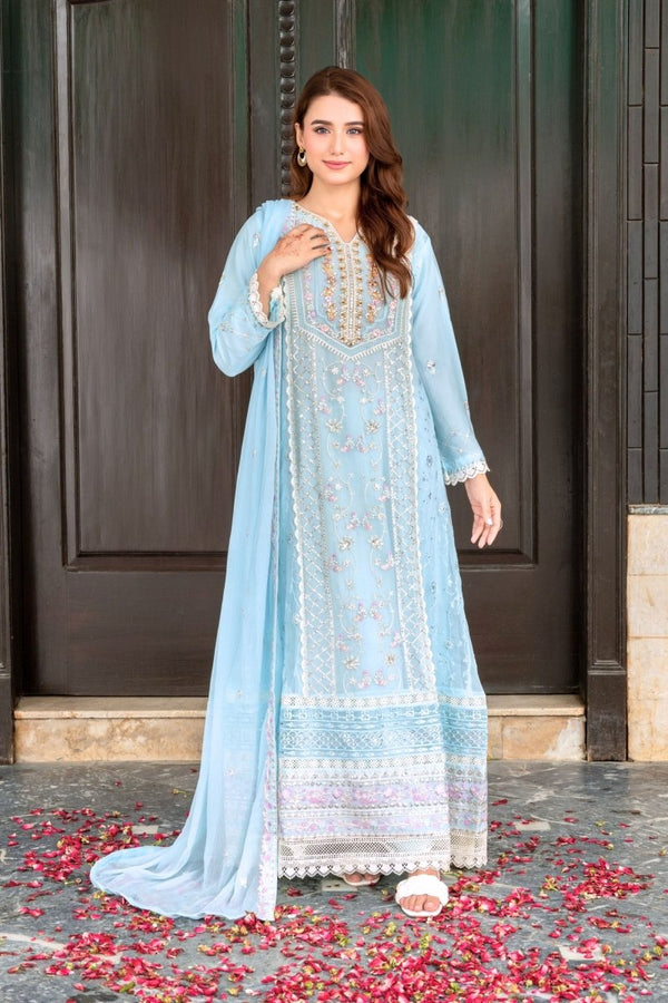 Embellished Chiffon A - line Maxi Dress SEL01 - Designer dhaage