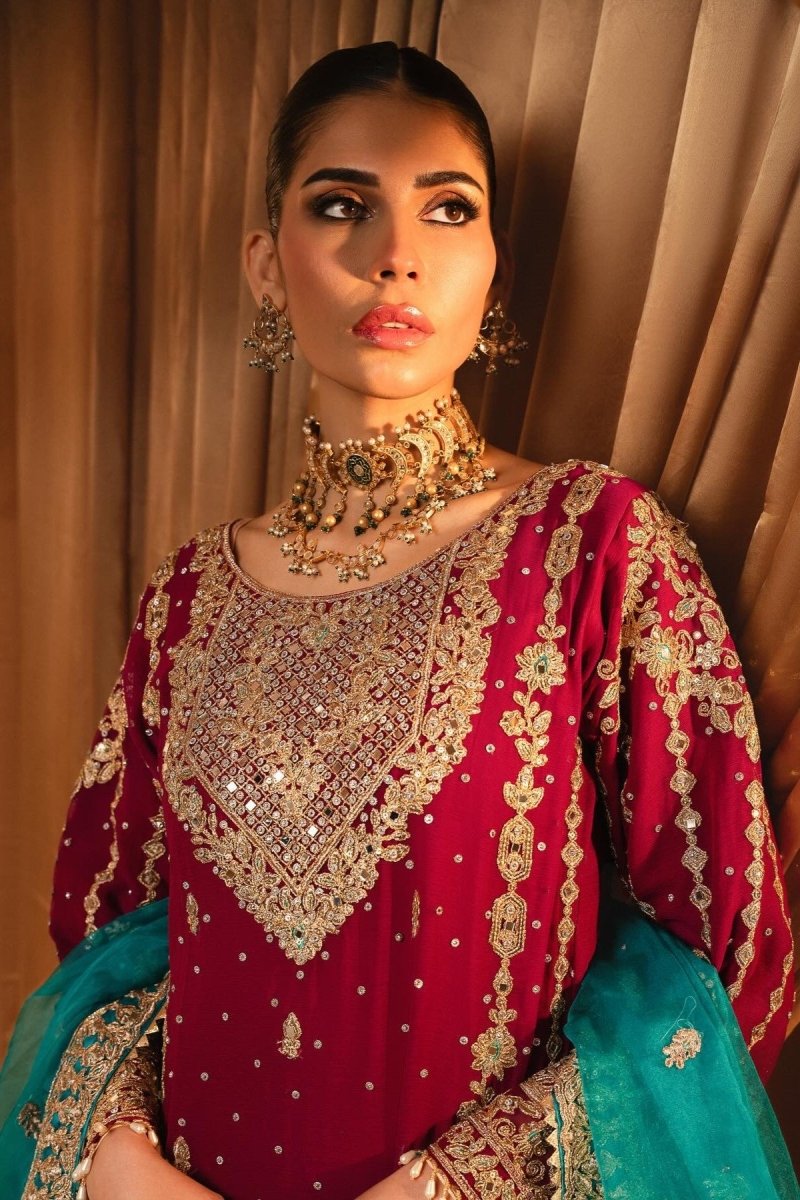 Haseens Gauhar Chiffon Wedding Wear Gharara HAS17 - Designer dhaage