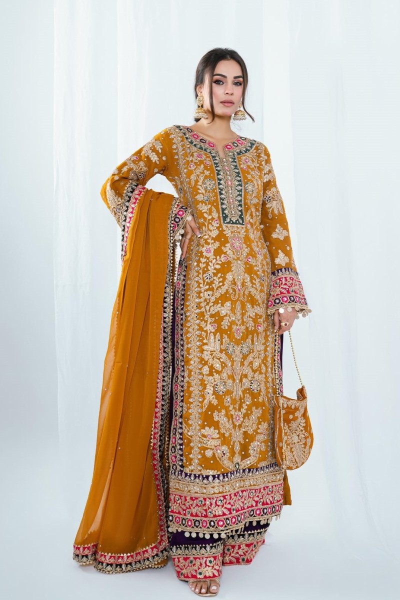 Haseens Meena Pakistani Wedding Wear Chiffon Suit HAS09-Designer dhaage