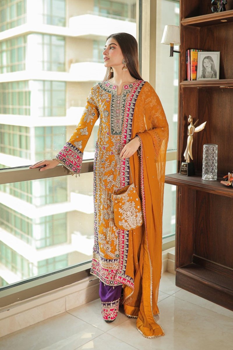 Haseens Meena Pakistani Wedding Wear Chiffon Suit HAS09-Designer dhaage