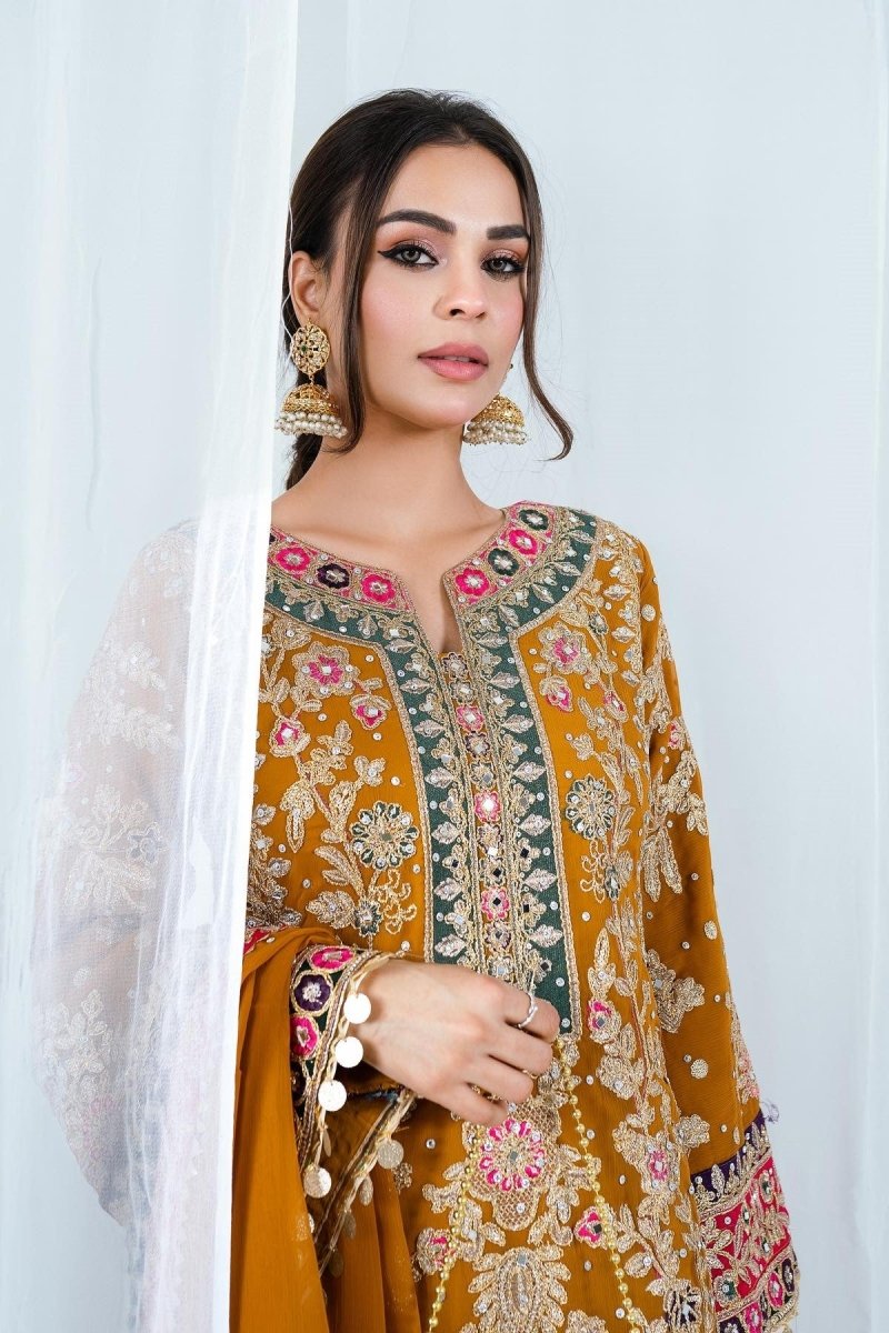 Haseens Meena Pakistani Wedding Wear Chiffon Suit HAS09-Designer dhaage