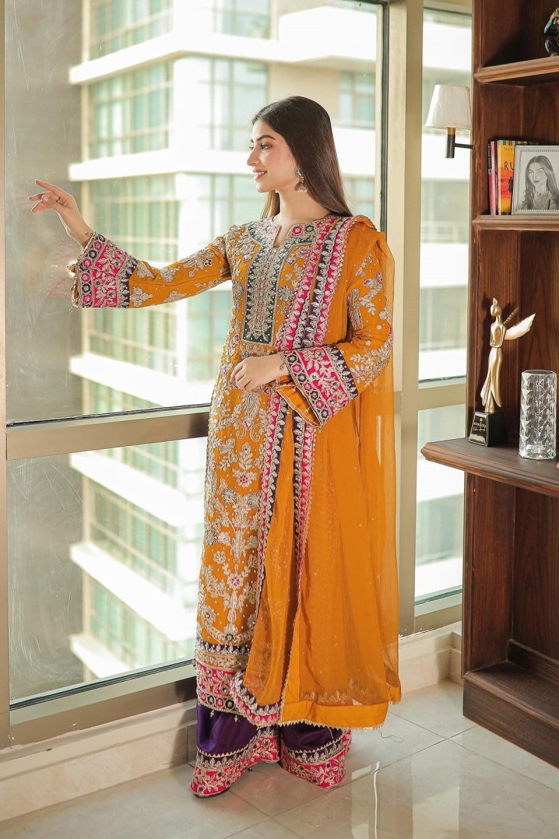 Haseens Meena Pakistani Wedding Wear Chiffon Suit HAS09-Designer dhaage