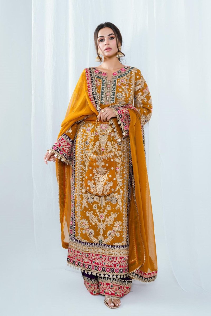 Haseens Meena Pakistani Wedding Wear Chiffon Suit HAS09-Designer dhaage