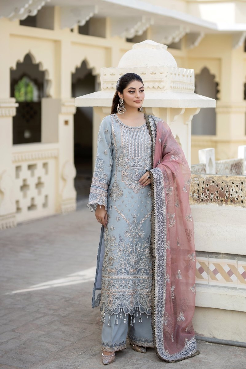 Imrozia Embellished Organza Pakistani Party Wear Suit Gulbahar IMR205 - Designer dhaage