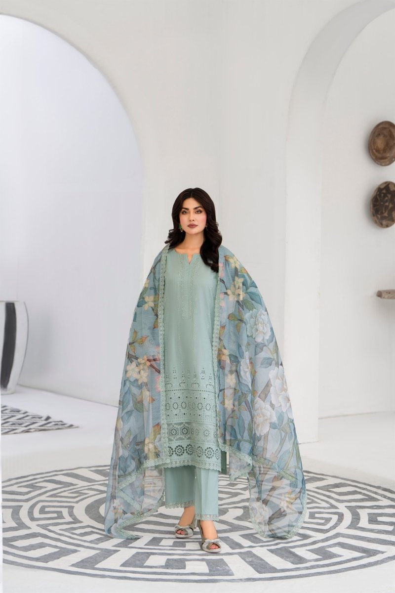 Karma Embroidered Chikankari Cotton Lawn Suit KAR128 - Designer dhaage