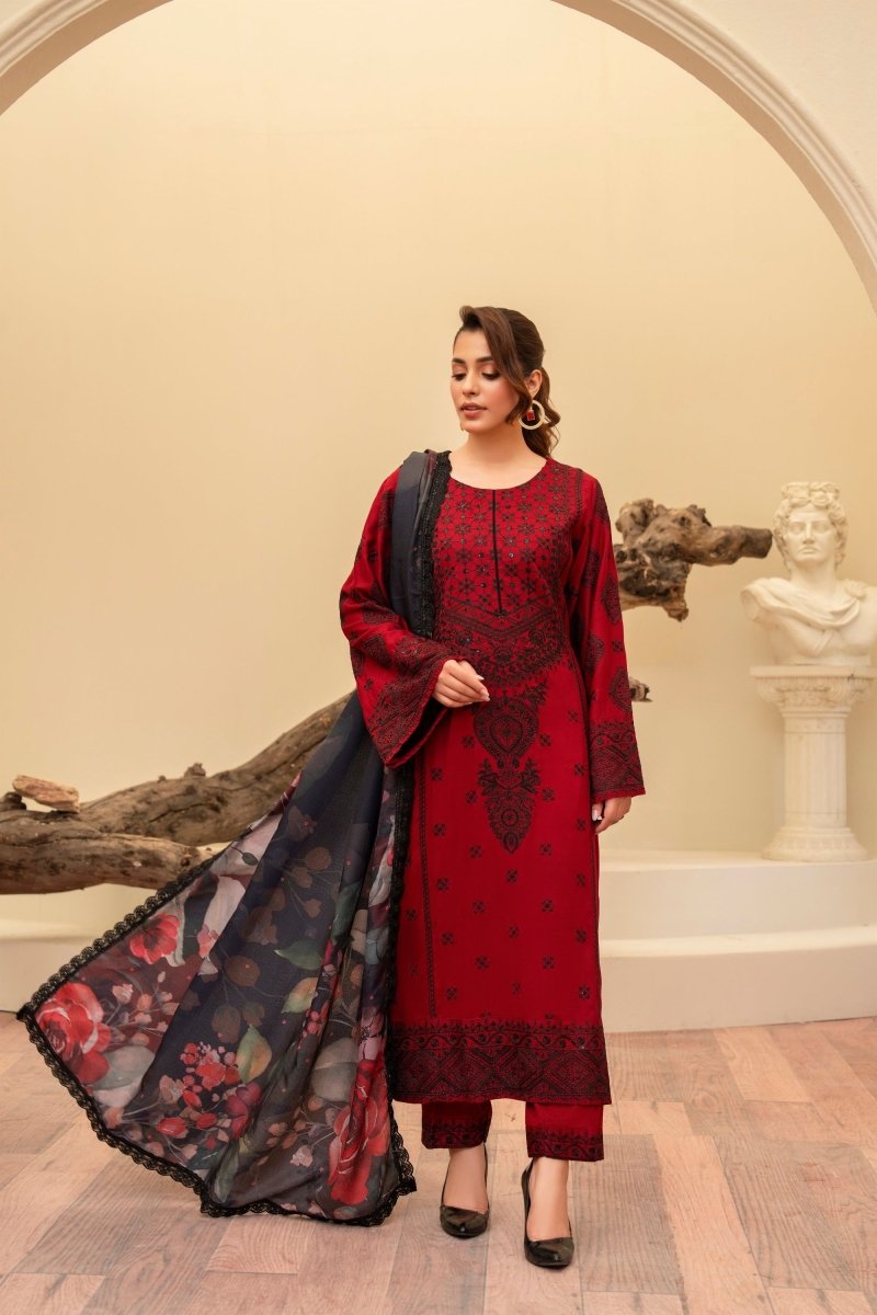 Karma Embroidered Kotrai 3 Piece Suit KAR133 - Designer dhaage