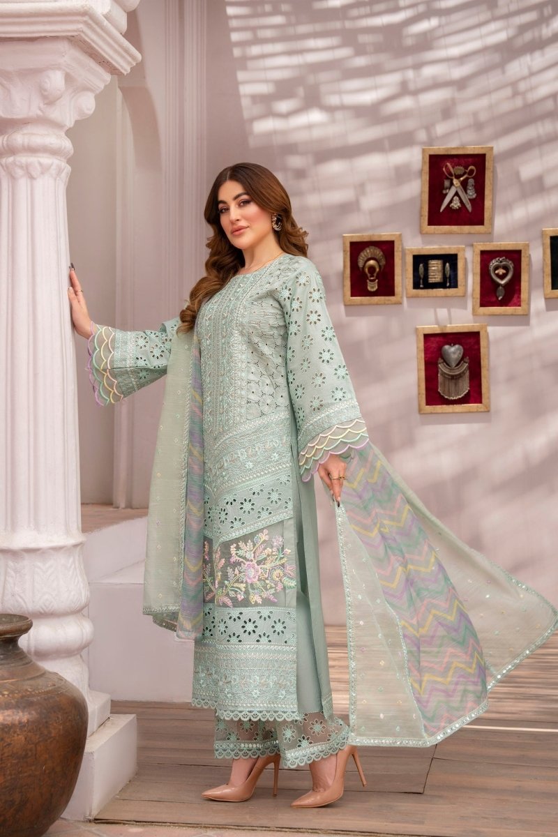 Karma Festive Embroidered Cotton Pakistani Suit KAR102 - Designer dhaage