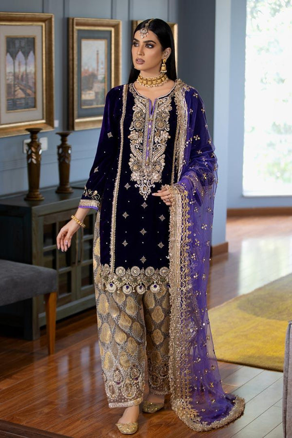 Khuda Baksh Pakistani Wedding Wear Velvet Shalwar Kameez KHB02 - Designer dhaage