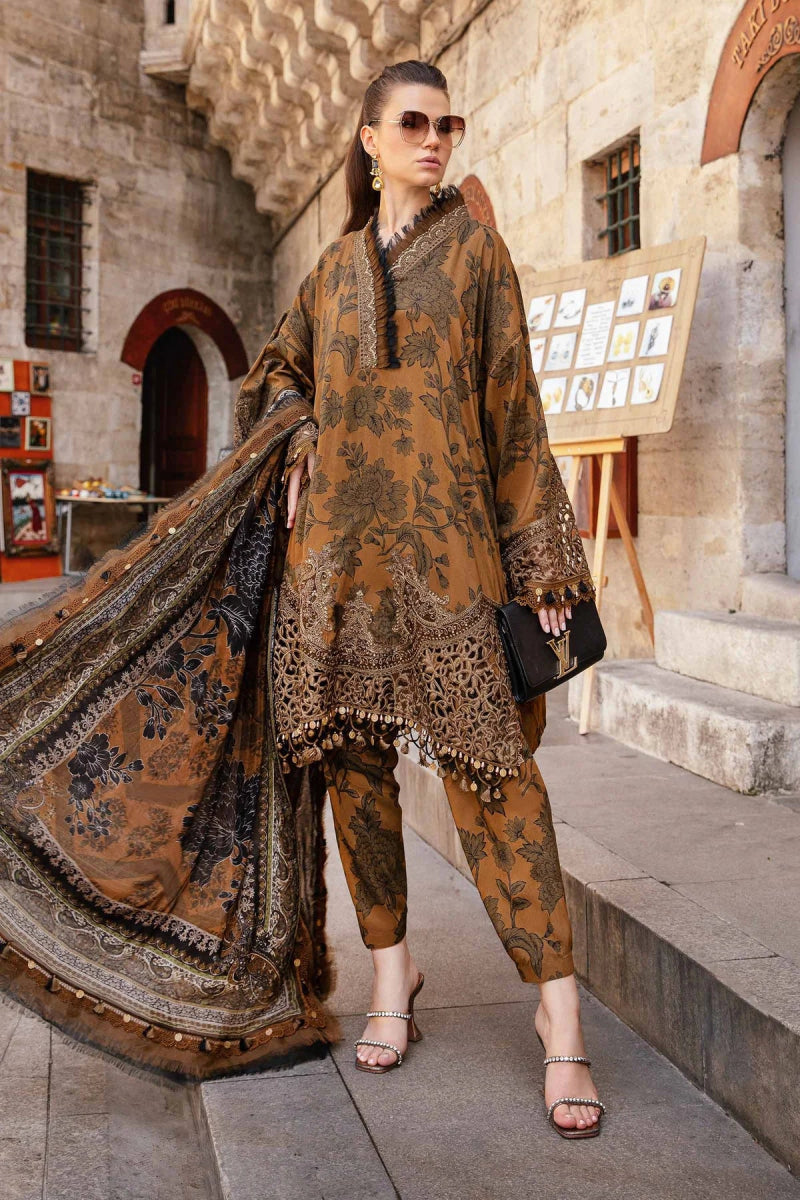 Maria B M Prints Cambric 3 Piece Shalwar Kameez Suit 9A MAR148 - Designer dhaage