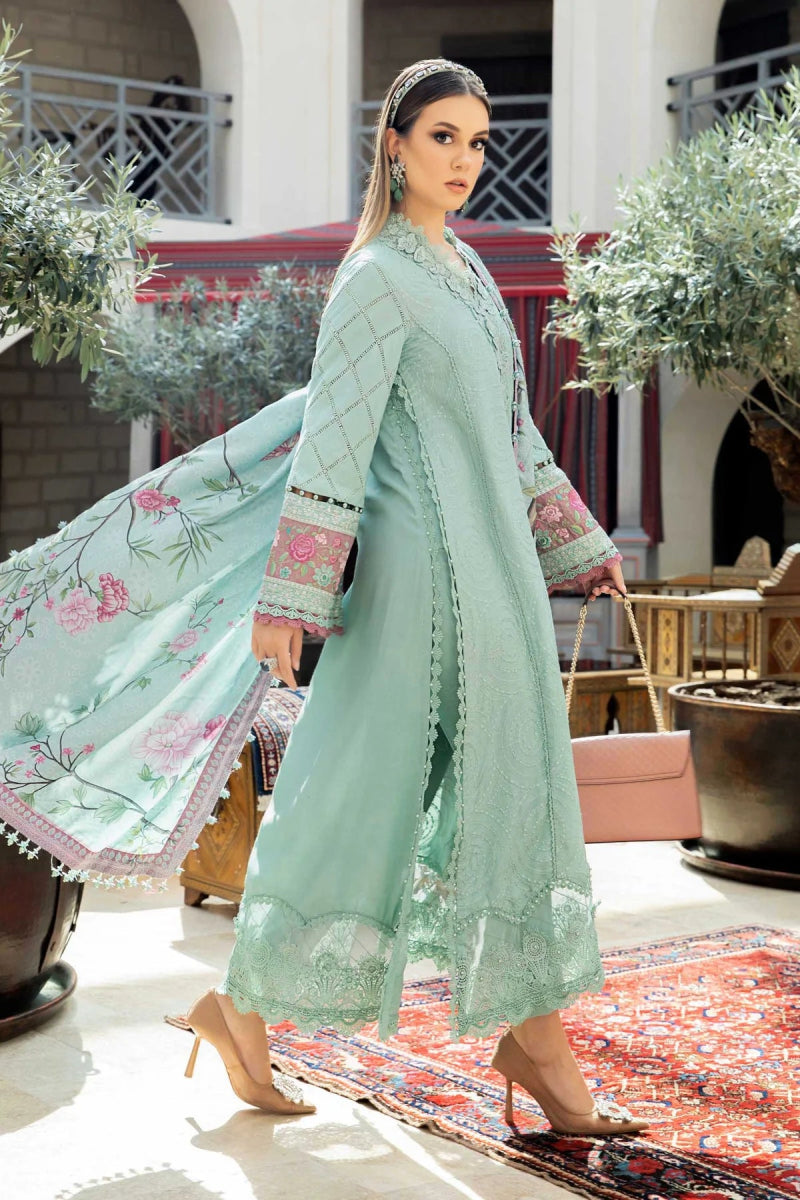 Maria B M Prints Linen 3 Piece Suit 1A MAR151 - Designer dhaage