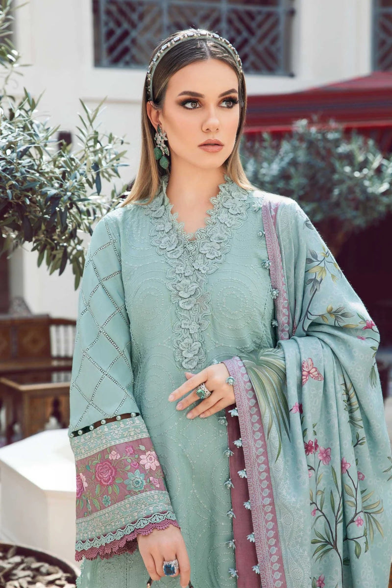 Maria B M Prints Linen 3 Piece Suit 1A MAR151 - Designer dhaage