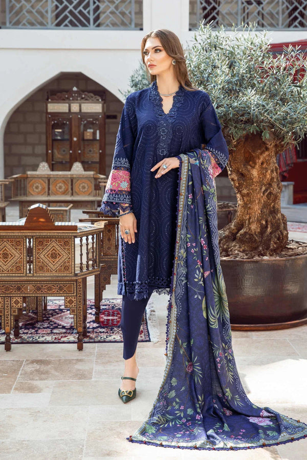 Maria B M Prints Linen 3 Piece Suit 1B MAR152 - Designer dhaage