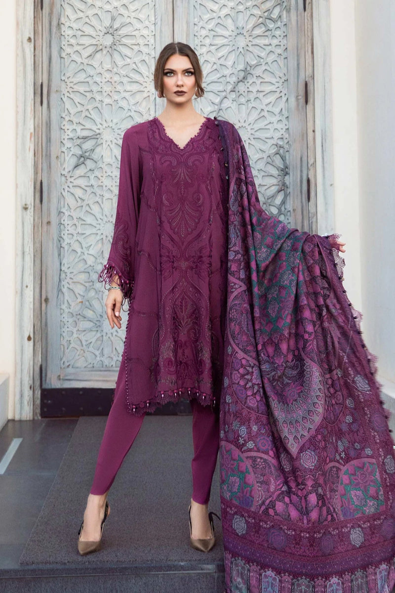 Maria B M Prints Linen 3 Piece Suit 3B MAR154 - Designer dhaage