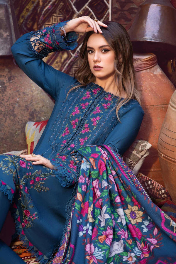 Maria B M Prints Linen 3 Piece Suit 4B MAR155 - Designer dhaage