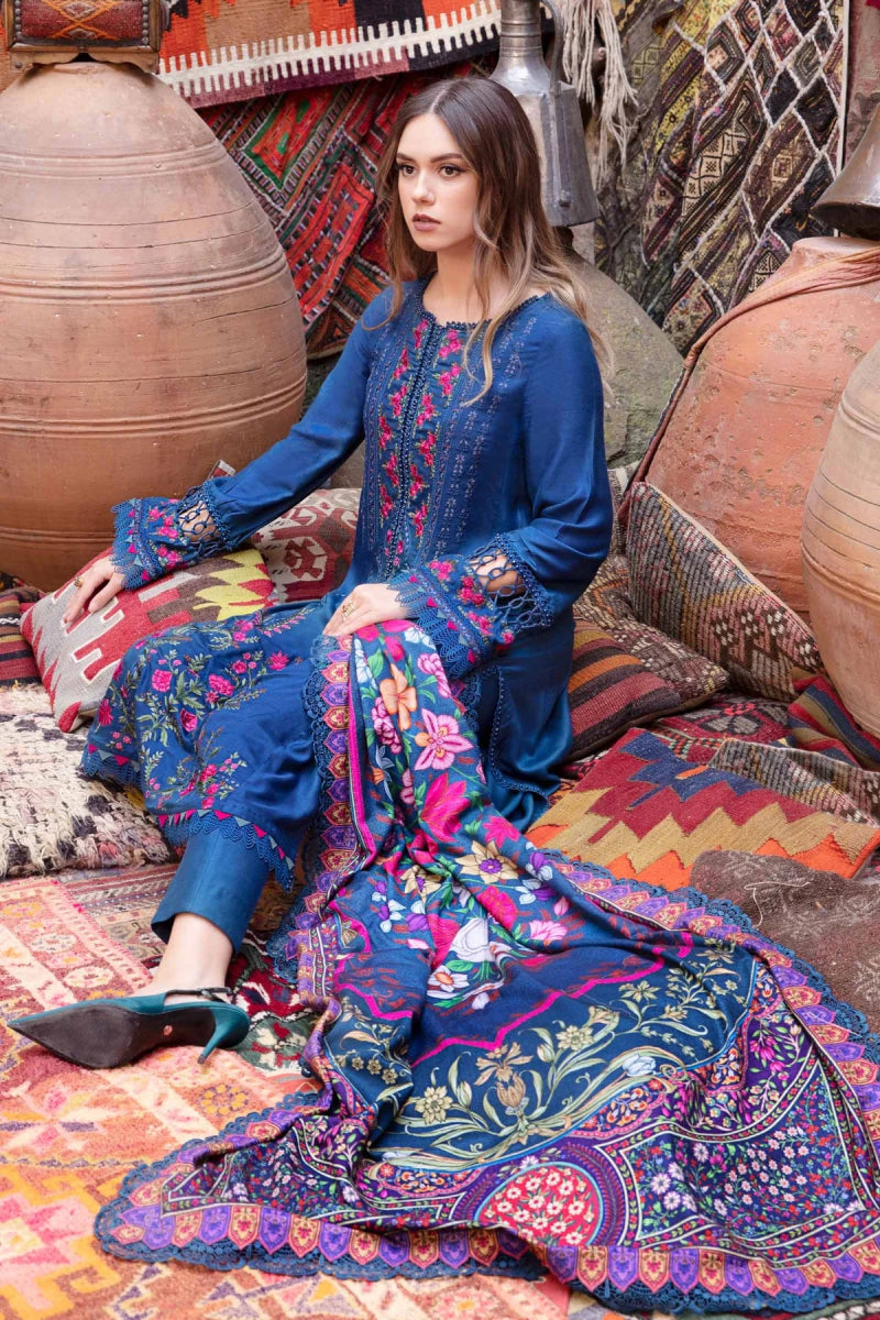 Maria B M Prints Linen 3 Piece Suit 4B MAR155 - Designer dhaage