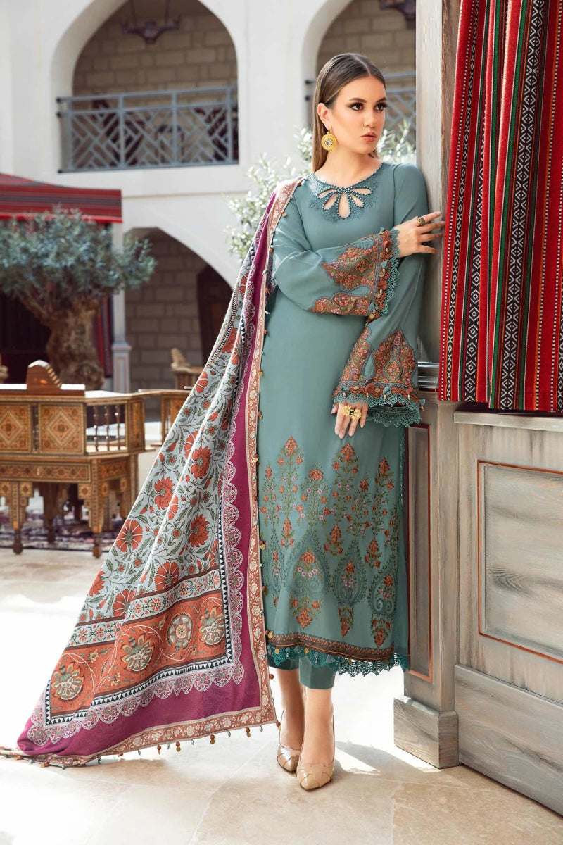 Maria B M Prints Linen 3 Piece Suit 6A MAR156 - Designer dhaage