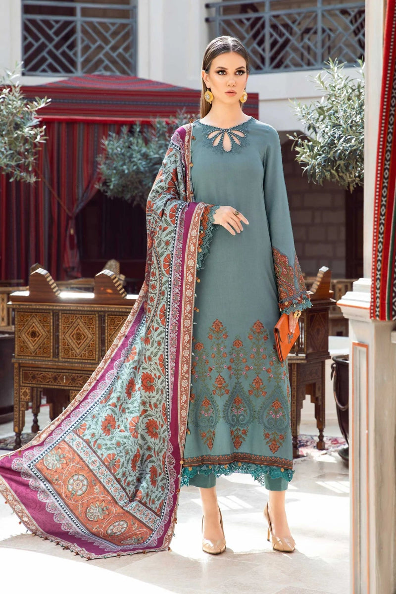 Maria B M Prints Linen 3 Piece Suit 6A MAR156 - Designer dhaage