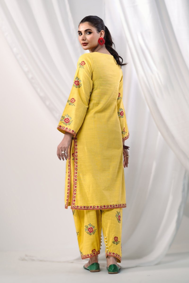 Mihrimah Embroidered Winter Khaddar Solids 2 Piece Suit MIH78 - Designer dhaage