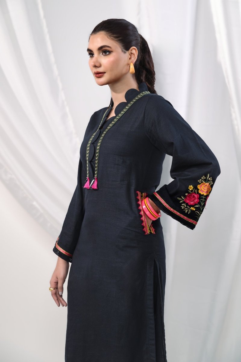 Mihrimah Embroidered Winter Khaddar Solids 2 Piece Suit MIH79 - Designer dhaage