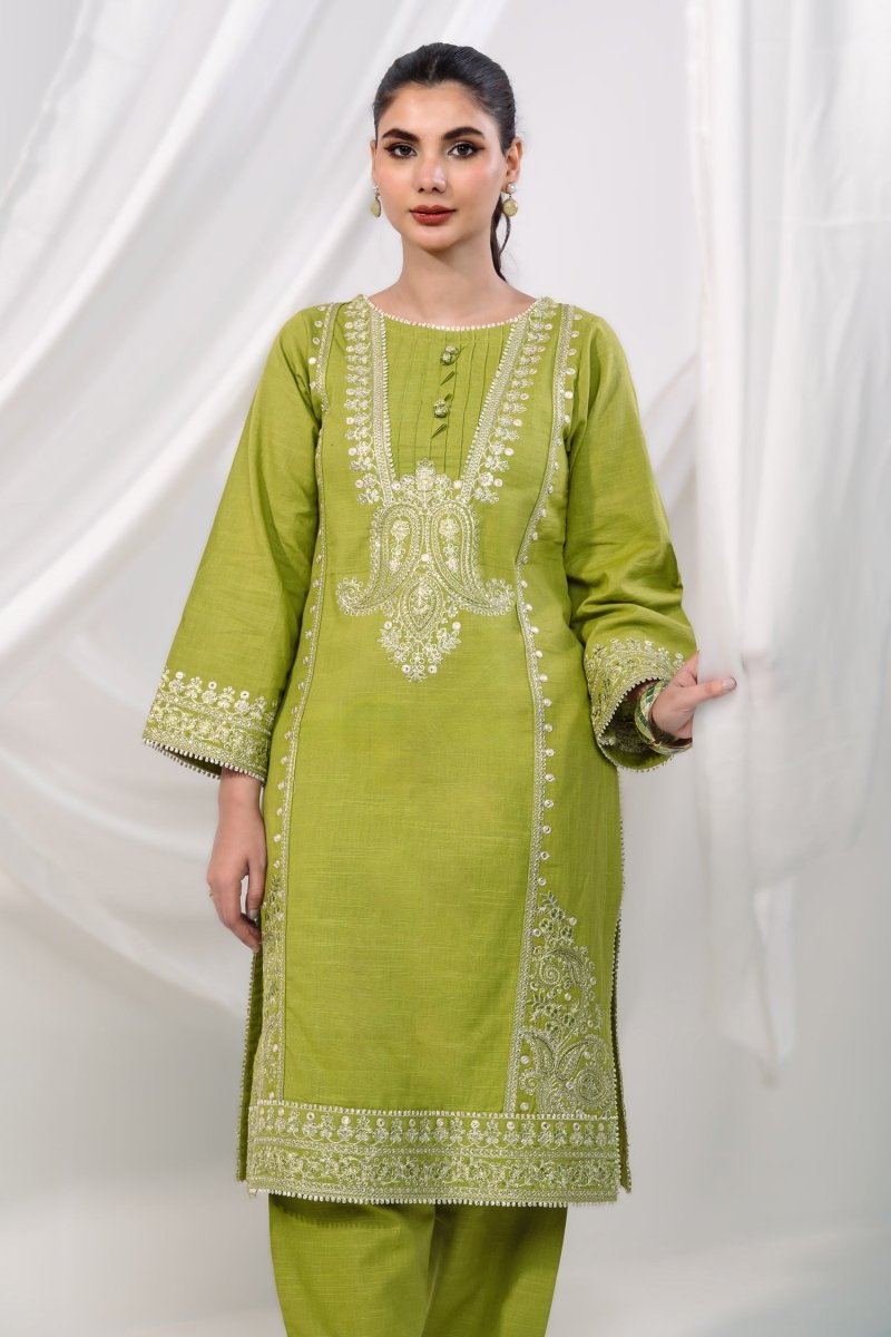 Mihrimah Embroidered Winter Khaddar Solids 2 Piece Suit MIH80 - Designer dhaage