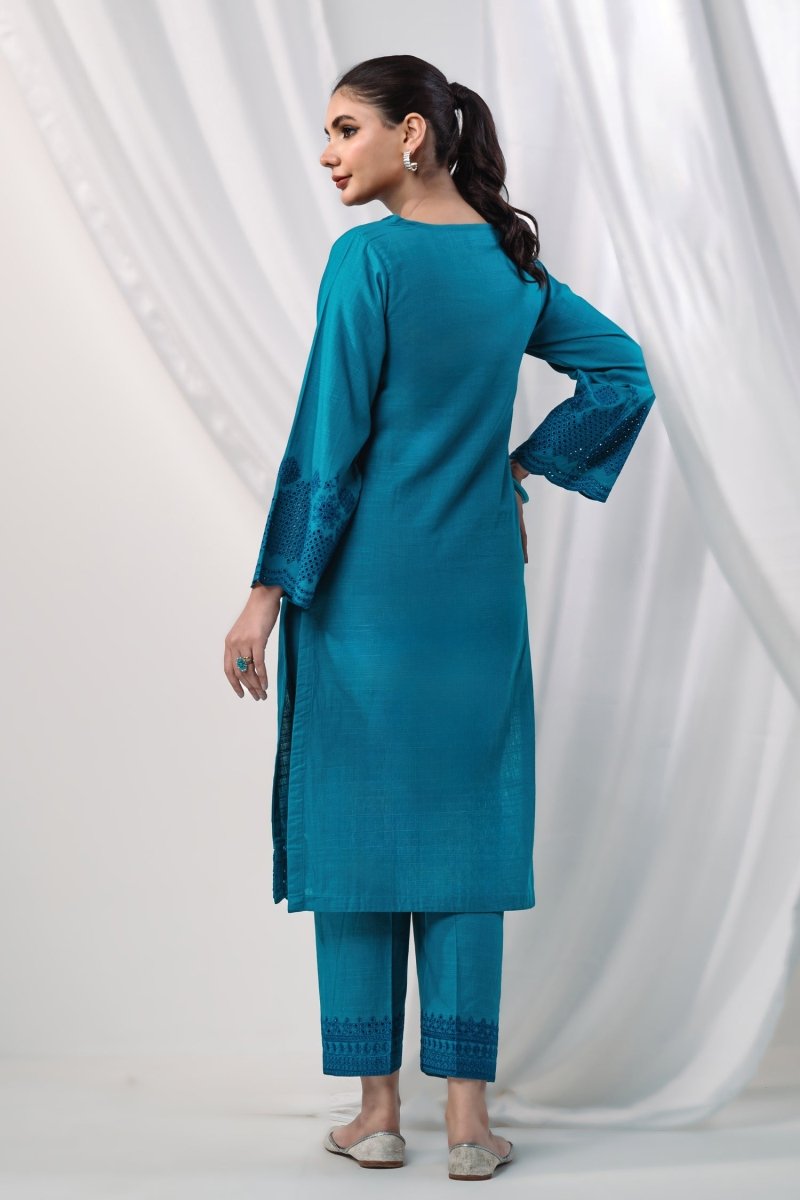 Mihrimah Embroidered Winter Khaddar Solids 2 Piece Suit MIH81 - Designer dhaage