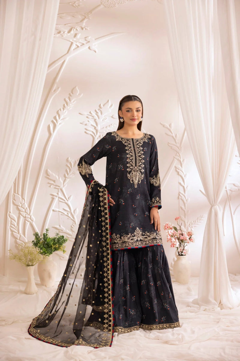 Mohagni Embroidered Cotton 3 Piece Gharara Suit MOH15 - Designer dhaage