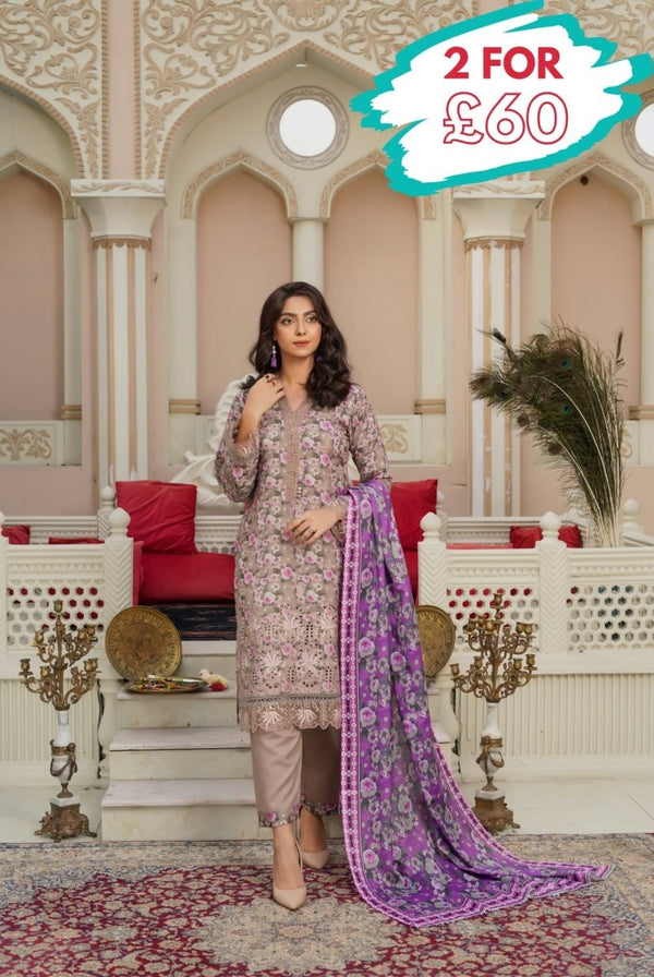 Munira Dhanak 3 Piece Pakistani Suit MUN581 - Designer dhaage