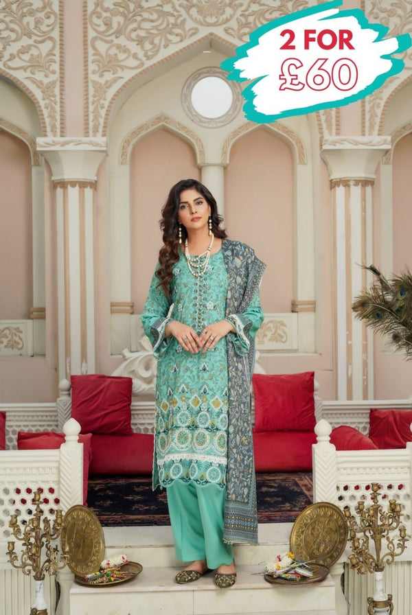 Munira Dhanak 3 Piece Pakistani Suit MUN582 - Designer dhaage