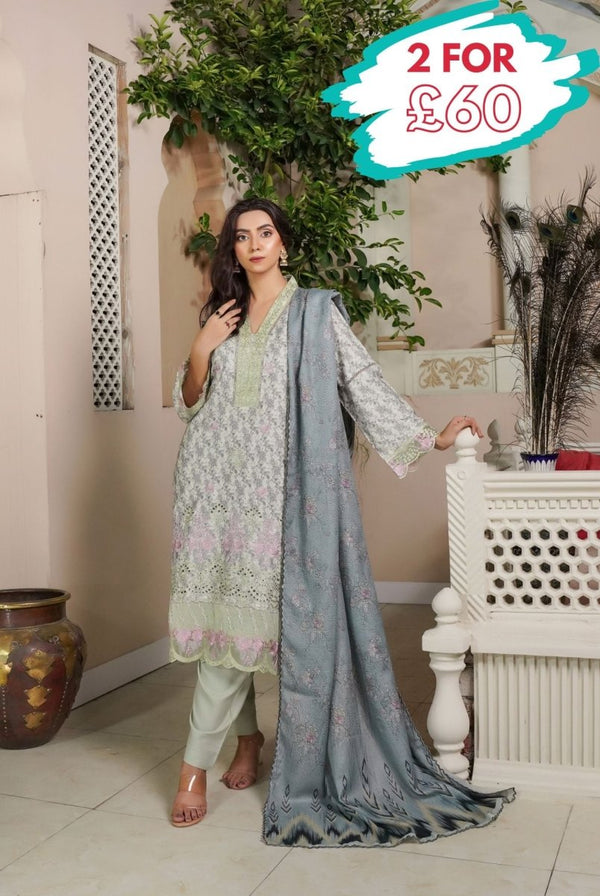 Munira Dhanak 3 Piece Pakistani Suit MUN586 - Designer dhaage