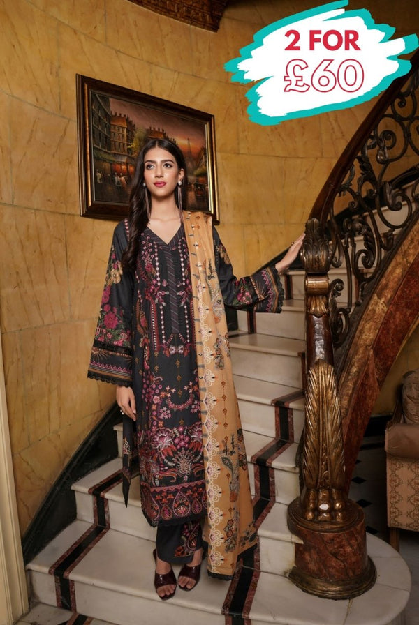 Munira Dhanak 3 Piece Pakistani Suit MUN590 - Designer dhaage