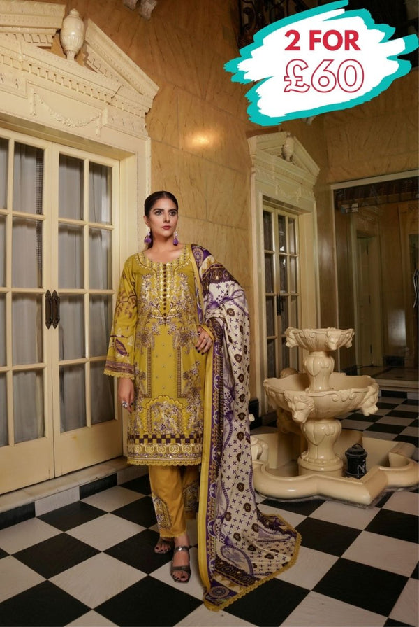 Munira Dhanak 3 Piece Pakistani Suit MUN593 - Designer dhaage