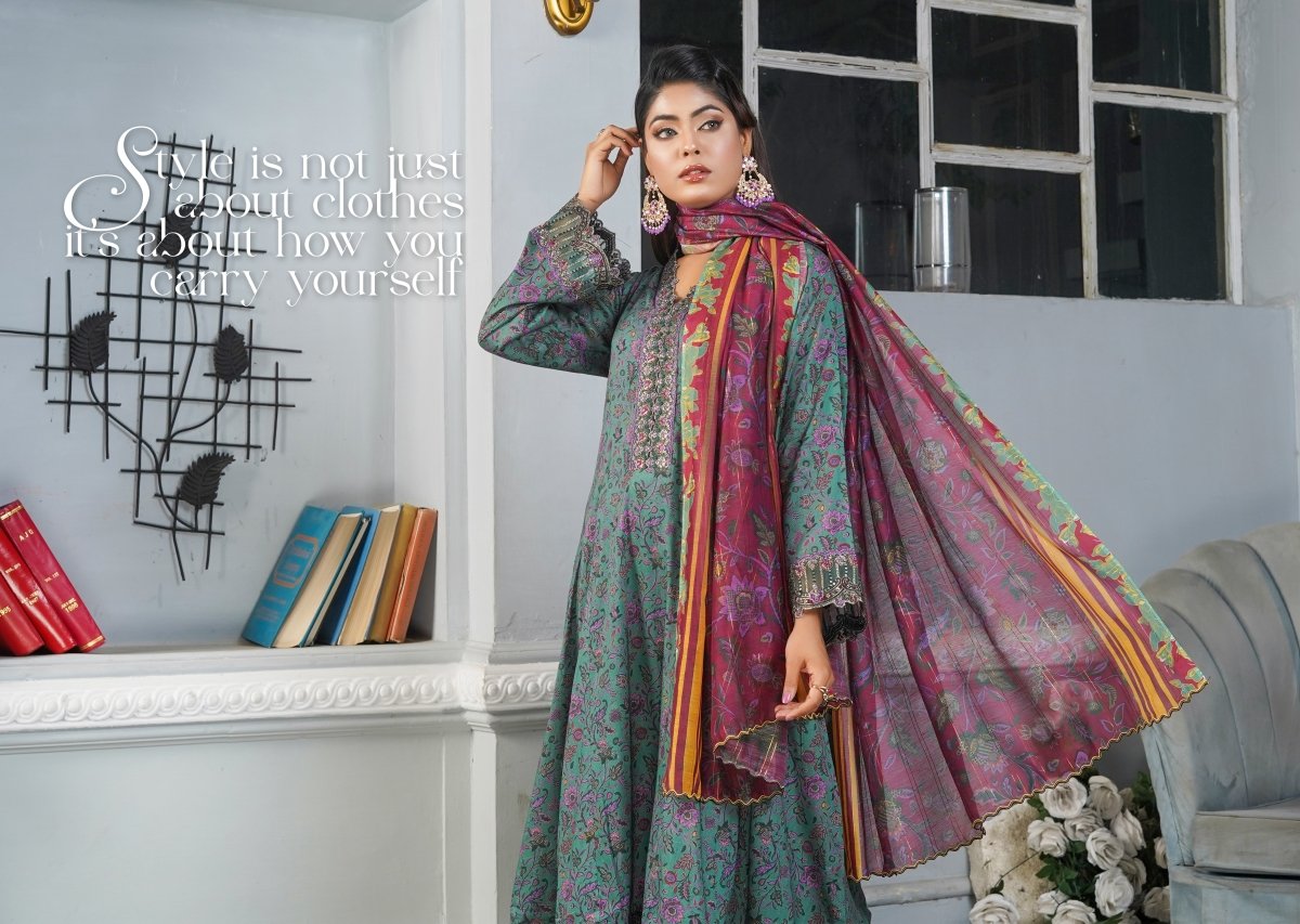 Munira Lawn 3 Piece Pakistani Frock MUN563-Designer dhaage